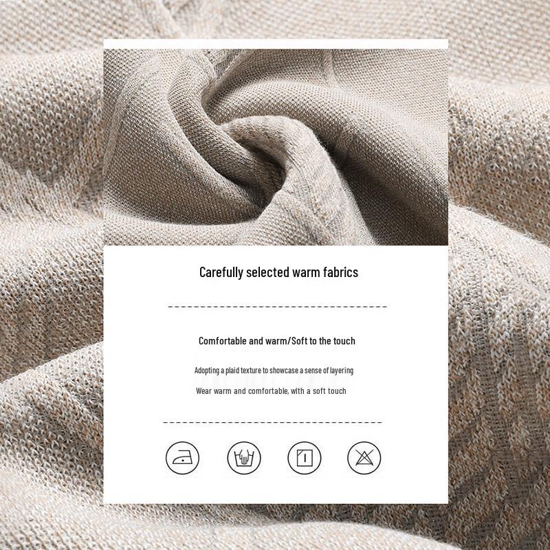 ROMON Men's Fleece Lined Round Neck Knit Sweater