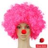 Parrucca da Clown Colorata Afro Riccia Sintetica Cosplay per Uomini Donne Parrucca per Festa di Carnevale Rossa Verde Gialla Blu Naso da Clown