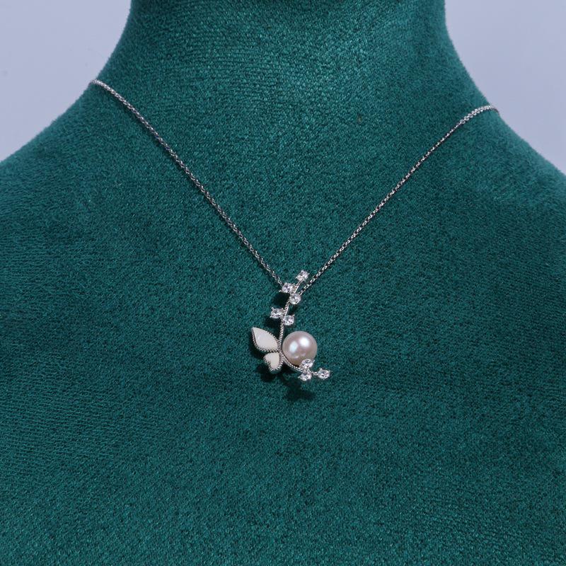 Butterfly 925 Sterling Silver Freshwater Pearl Pendant Necklace - Simple, Versatile Clavicle Chain Fashion