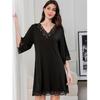 Ladies Lace Sexy V-neck Pure Modal Cotton Home Wear Pajamas Women Large Size Loose Seven-minute Sleeve Nightgowns
