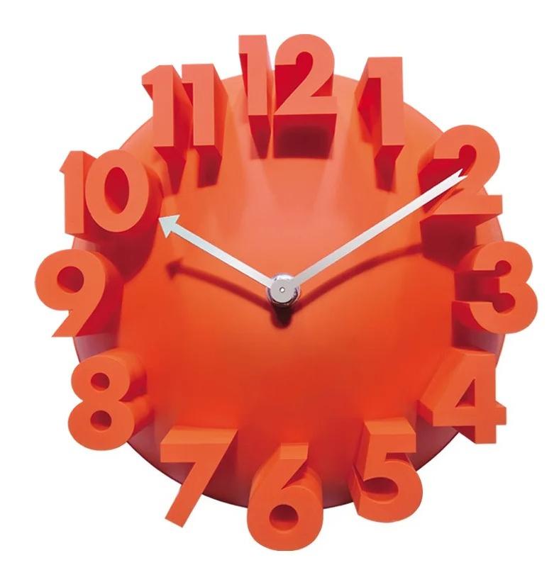 Living Room Art Decor 3D Highlight Number Wall Clock Black Modern Design Mute Hanging Clocks Living Room Home Decoration 24cm