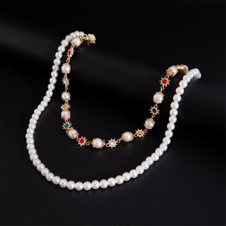 Double Layered Pearls Flower Pants Chain for Adult Unisex Trousers Chain Decorative Wallet Chain Stylish Waist Ornament