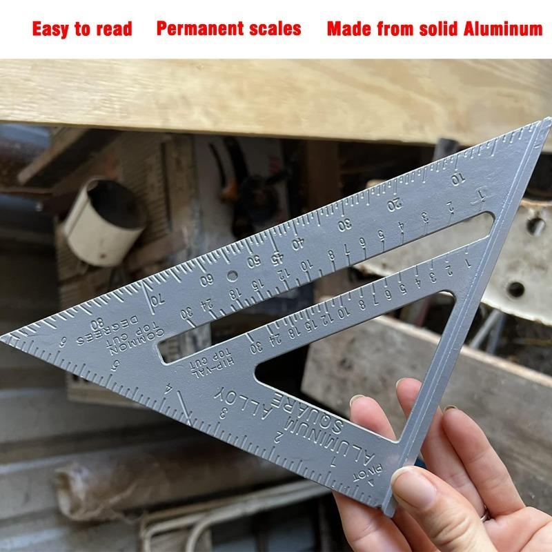 1pcs 7Inch Triangle Ruler Measurement Tool Aluminium Alloy Carpenter Tools Inch Metric Angle Ruler Square Woodworking Tools New