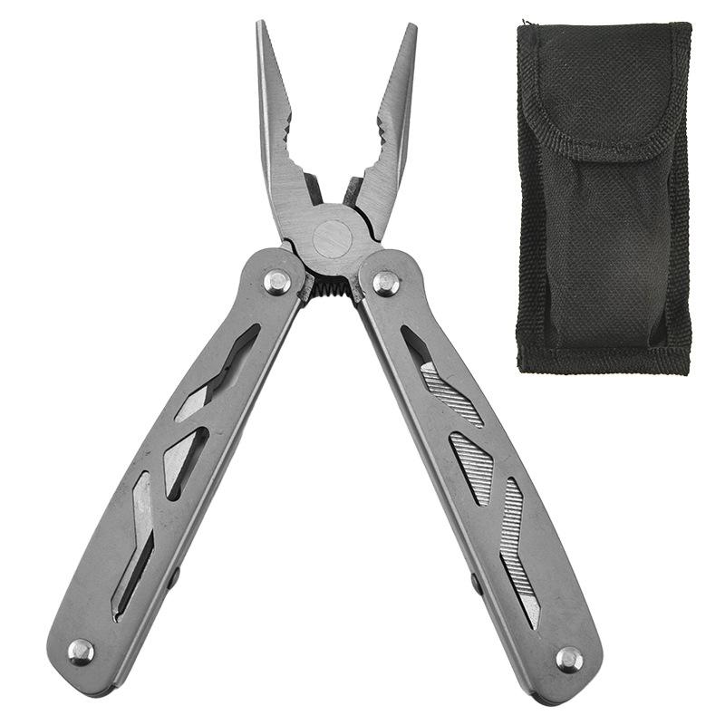Stainless Steel Multifunctional Emergency Folding Pliers Household Combination Tool Pliers Car Equipment Pointed Nose Pliers серебряный
