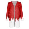Women's Fashion Casual Christmas Print Mid Length Slim Fit Cardigan Coat