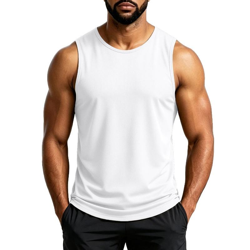 Men American Style Solid Sleeveless Breathable Quick Dry Fitness Sports Tank Top S белый