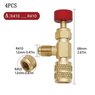 2/4Pcs Refrigerant Charging Valve, R12 R410 Safety Adapter Flow Control Ball Valve For Air Conditioner Manifold