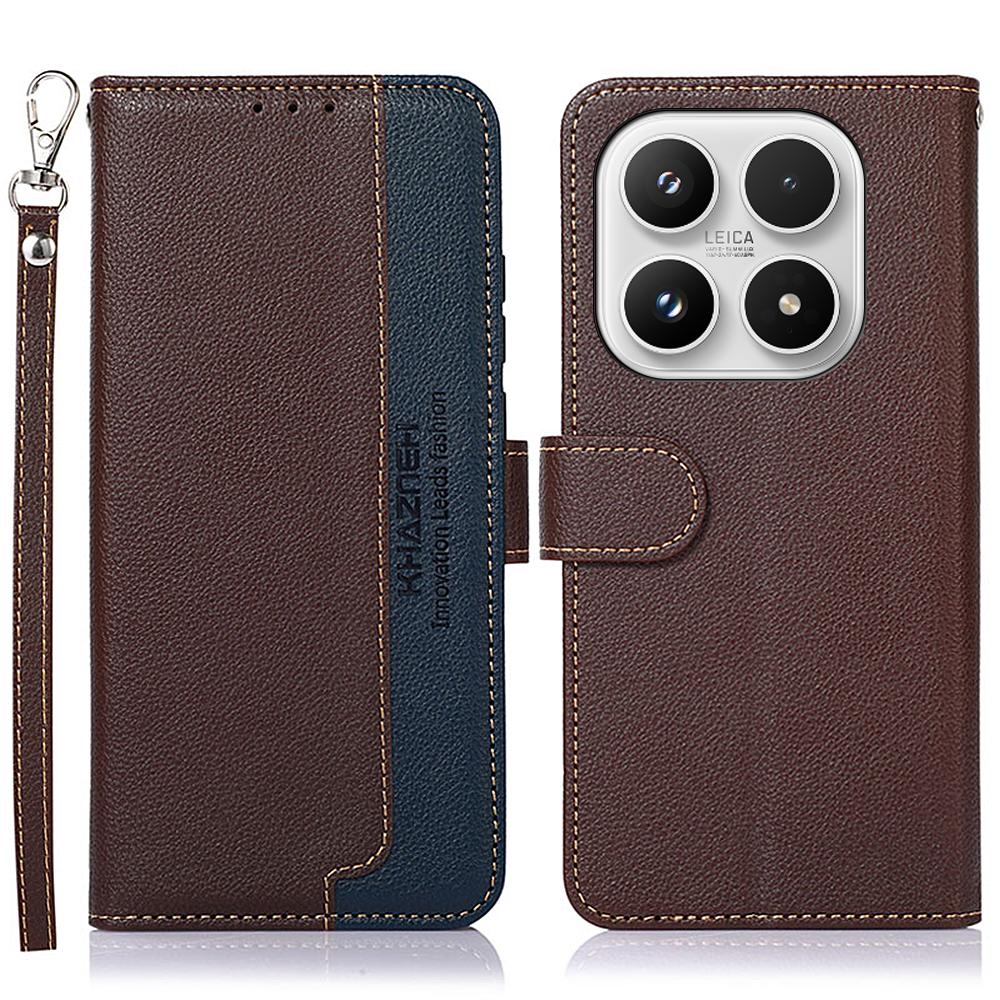 KHAZNEH For Xiaomi 17 Case RFID Blocking Wallet Litchi Texture PU Leather Phone Cover with Strap