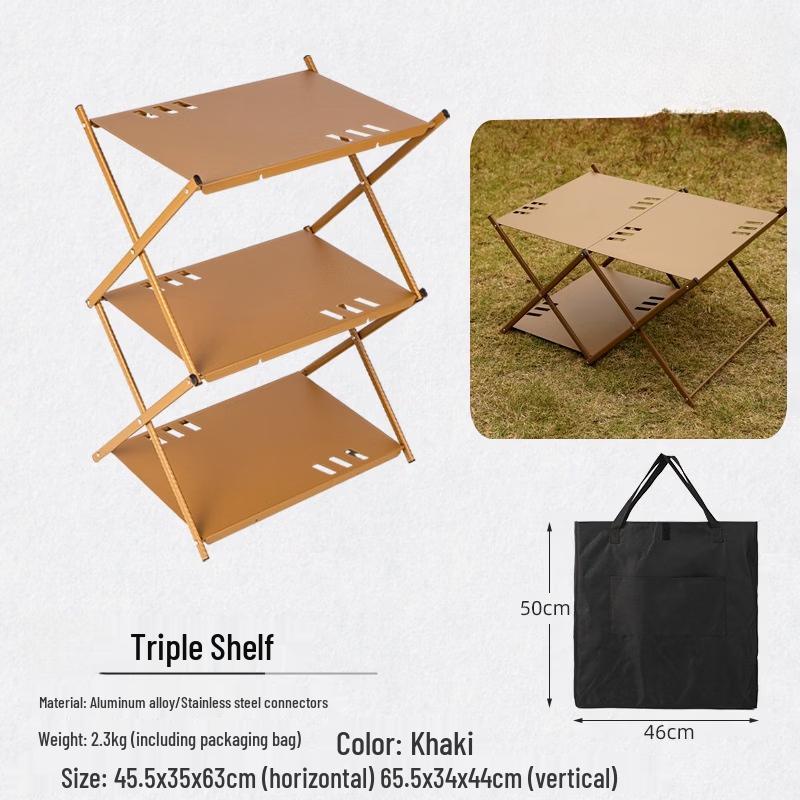 ZISIZ Three-Layer Camping Folding Storage Rack
