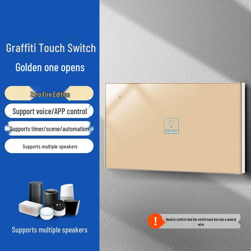 Graffiti Smart WiFi Wall Switch with Alexa & Google Voice Control, US/EU Specs, Touch Panel