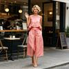 2 Piece Sets for Women Sleeveless Crew Neck Ruffle Tank Top
