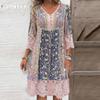 JPNTKYWomen's Fashion Summer Spring 4/3 Sleeve V-Neck Casual Dresses