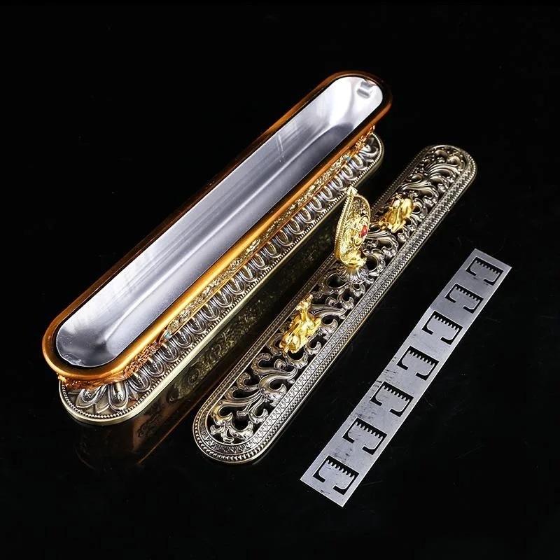 Reindeer Sanskrit Incense Stick Burner, Alloy Buddhist Tibetan Worship, Meditation, Engraving Fire, Mandala Smoke Supply Furnace