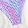 Damen Modischer Badeanzug mit hoher Taille und Netzstoff, femininer geteilter Bikini, Badeanzug mit Neckholder, Farbverlauf, Strandbikini