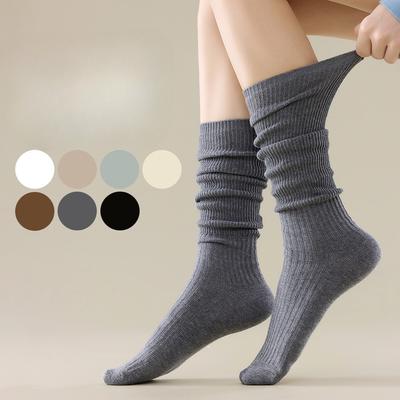 Meias Femininas Outono Nova Moda Estilo Ballet Meia-panturrilha Alta com Costura em Relevo