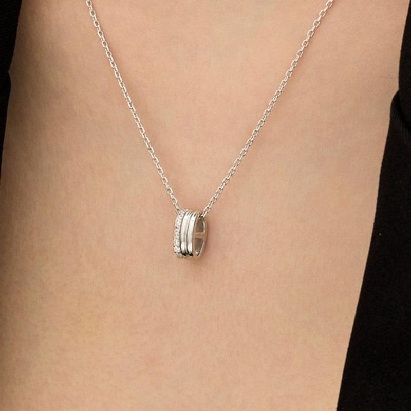 hyeres-lor triple silver (W) pave necklace HL3N4B304W9450