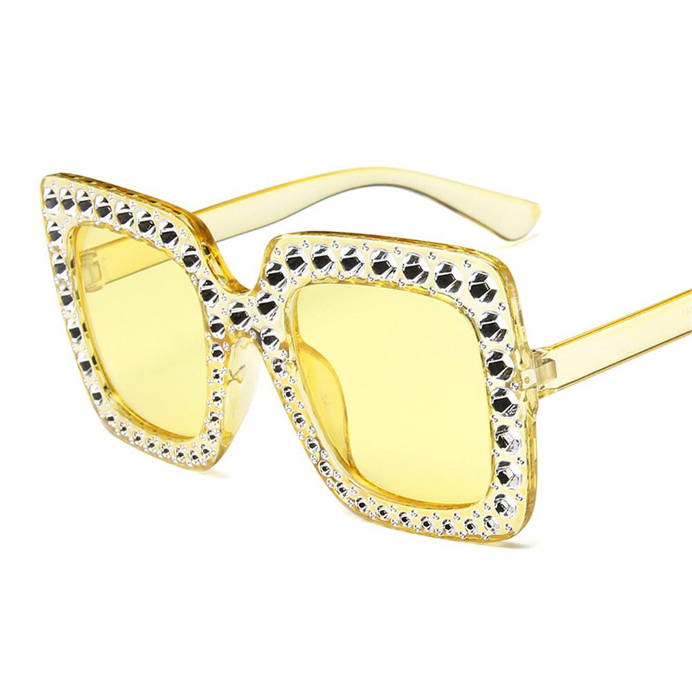 Retro Big Square Frame Crystal Oversized Sunglasses Eyewear Sun Glasses Square Sunglasses