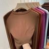 Women's Half High Neck Long Sleeve Thermal Tops Slim Fit Solid Color Casual T-Shirt