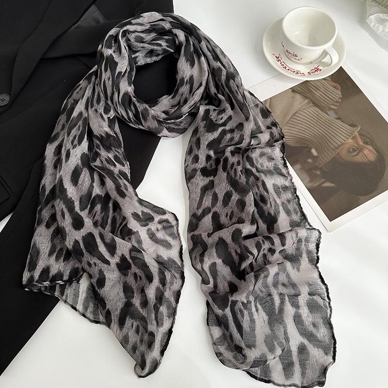 

Thin scarf retro trend new Bali yarn scarf long silk scarf women s high sense personalized leopard print shawl