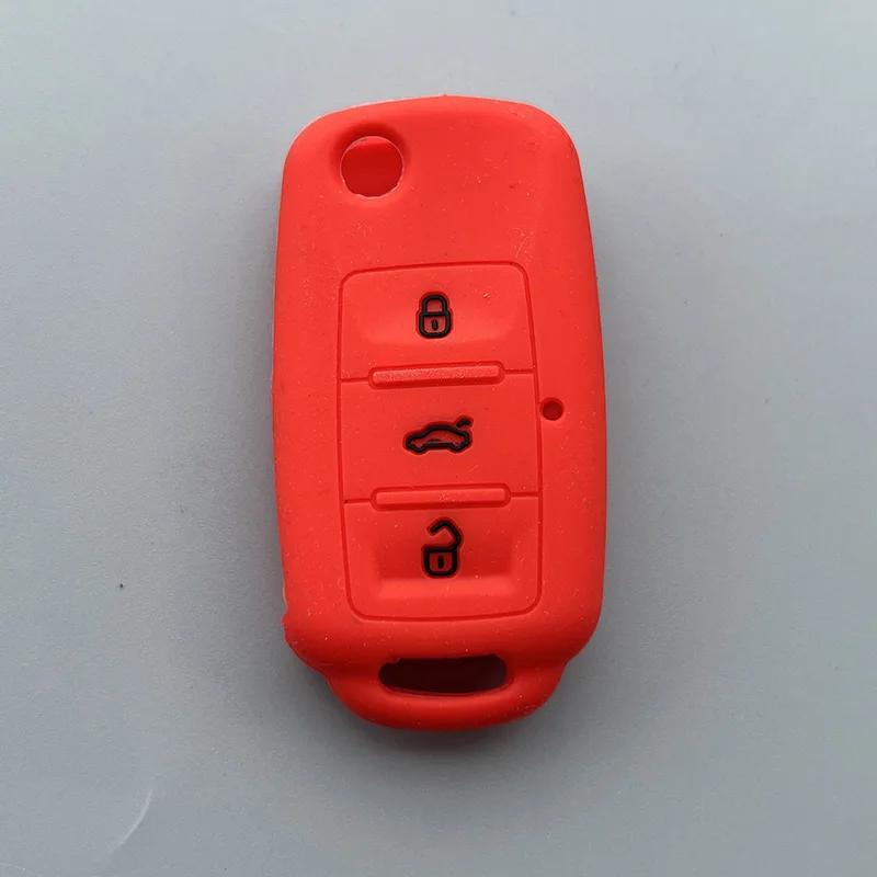 Silicone Car Key Case Cover for VW Volkswagen Passat B5 Polo T4 Golf 4 for Seat Leon 1 Altea Ateca for Skoda Octavia A5 Keychain