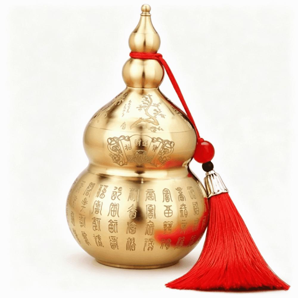 Mini Size Brass Feng Shui Gourd Chinese-Style Wealth-Bringing Gourd  Desktop Decoration