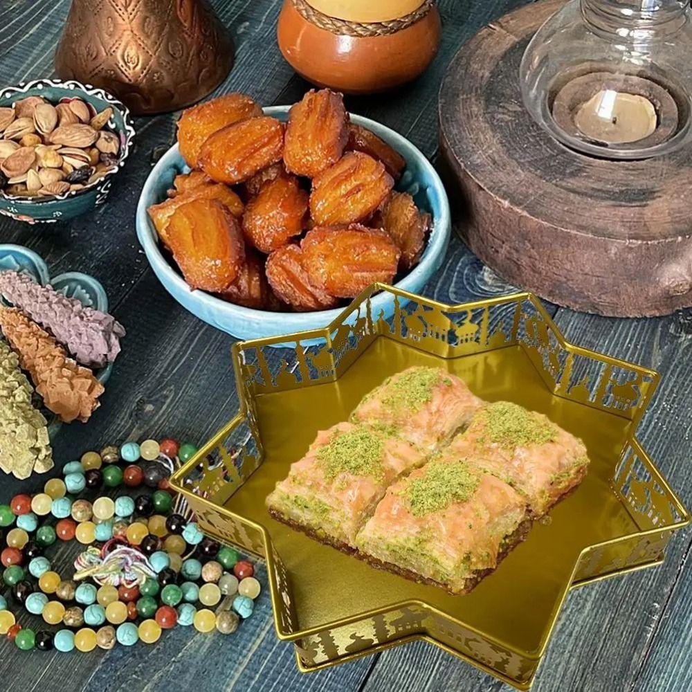 Železný stojan na muffiny podnos Islámský podnos na večeři Talíře na dezert Eid Mubarak Party potřeby