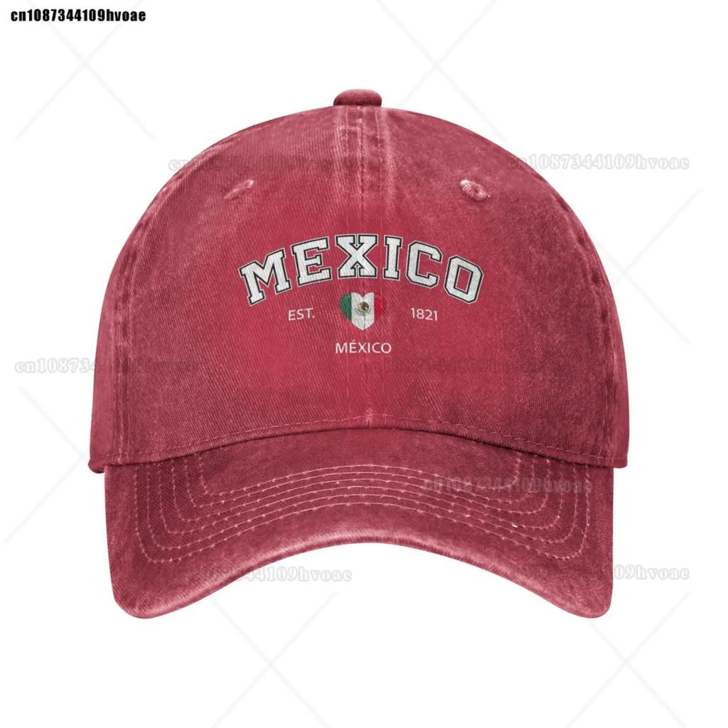 Mexico Flag Caps EST.1821 Retro Cowboy Washed Baseball Caps Female Sport Denim Sunscreen Hats Spring Summer Cap Unisex Trucker Cap