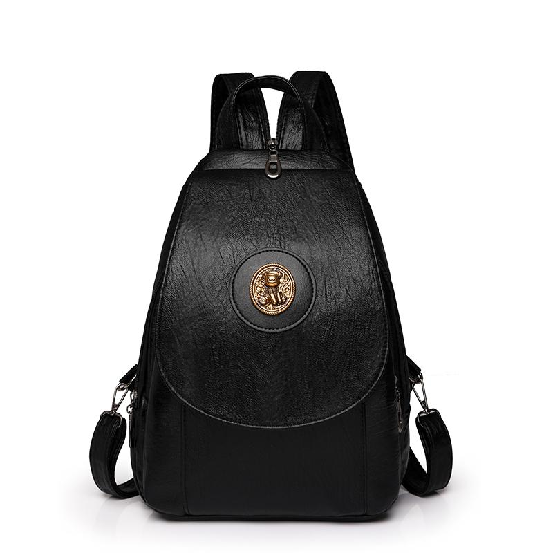 Soft Leather Backpack for Women Multi-functional Convertible BackpackChest Bag Retro Casual Single Shoulder Bag for Daily Life  and Weekend Outings
