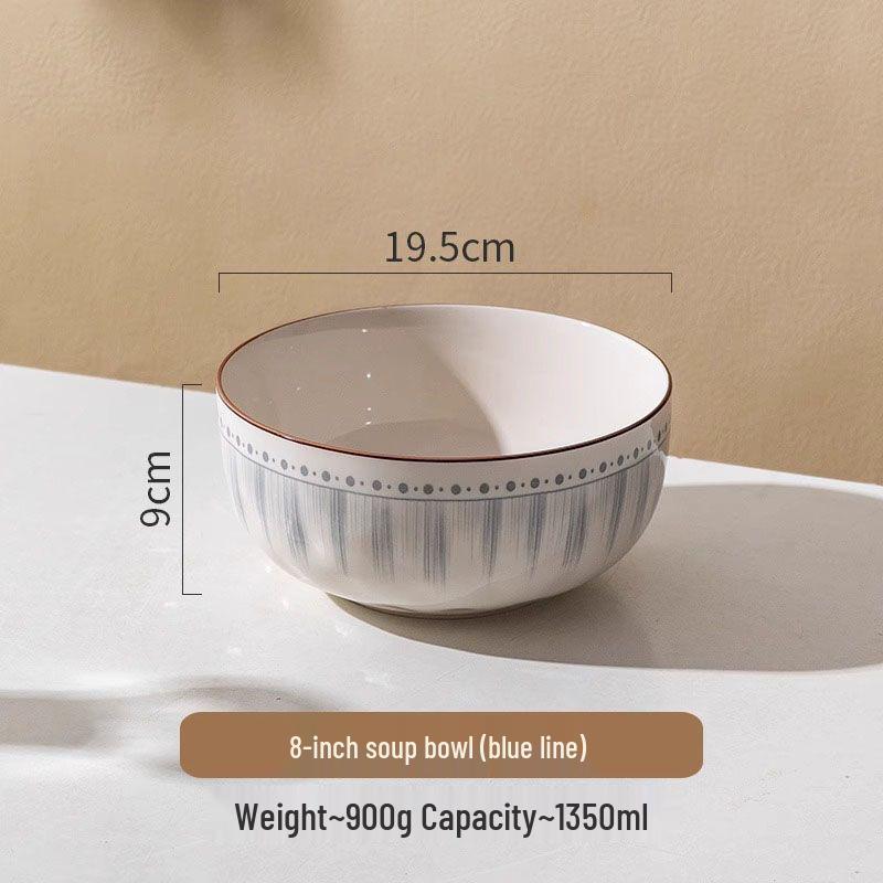 High-End 8-Inch and 6-Inch Ceramic Soup and Noodle Bowls, 2025 Luxury Collection