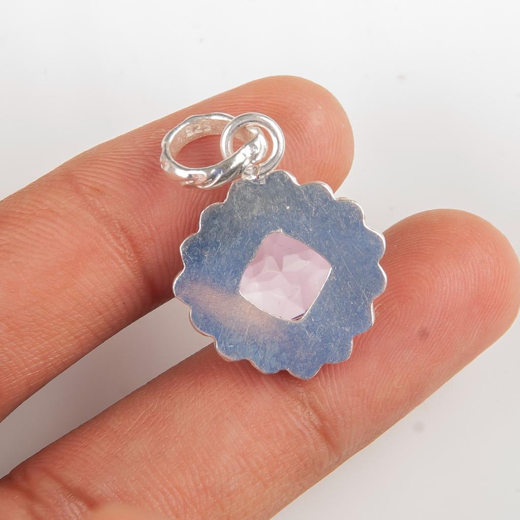Morganite Gemstone 925 Sterling Silver Jewelry Handmade Pendant 1.37" For Women PP-34-12