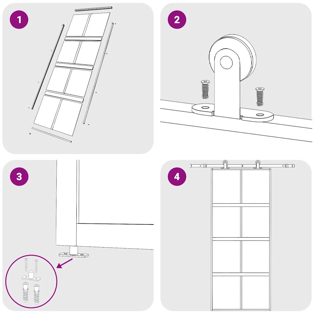 Vidaxl Sliding Door, Black, 102.5X205Cm, Tempered Glass Aluminum