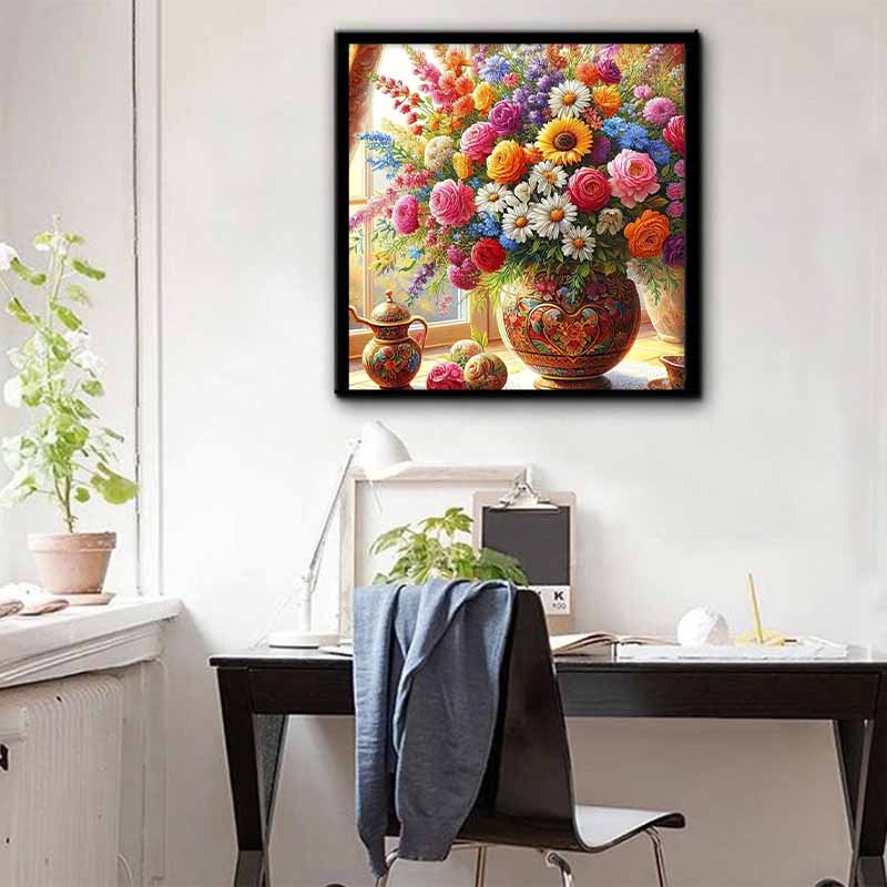 New Arrival 5D DIY Full Circle Diamond Painting "Vase Flowers" Embroidery Cross Stitch Home Decor Gift