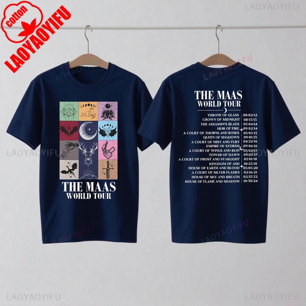 Sarah J Maas SJM Merch Světové turné Tričko Throne of Glass Oblečení pro fanoušky Crescent City Letní móda Ležérní pohodlná bavlněná trička