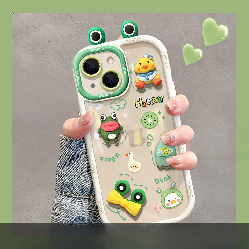 Applicable To Apple 14promax Mobile Phone Case for Women IPhone 13 Cute Funny Three-dimensional Frog Doll 12 Soft