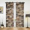 Door Stone and Brick Vintage Window Curtain Drapes Home Decor Living Room Spaces Curtains Kids Room Cortinas Wooden Brown For Kitchen Spaces Bedroom