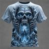 New Men's Crew-Neck T-Shirt Pumpkin Skeleton and Scarecrow Print Halloween Horror Casual Top Unisex Holiday Party Outfit