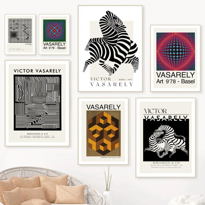 Nordic Victor Vasarely Zebra Psychedelic Geometry Wall Art Poster and Prints Canvas Painting Wall Pictures for Living Room Decor