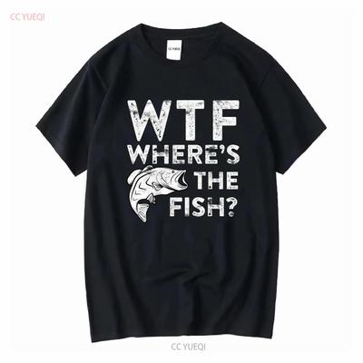 WTF Wheres The Fish T Shirt Fisherman  Vintage Washed Homme Comfortable Designer Clothes Fashion Soft Streetwear Breathable