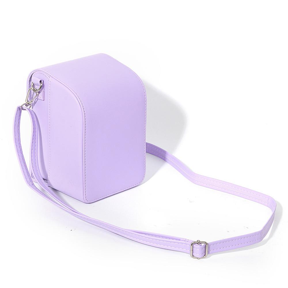 

PU Leather Instant Film Camera Storage Bag Shockproof Anti Scratch Carrying Case Hard with Strap for Polarized Now/Now+Gen2/3 фиолетовый