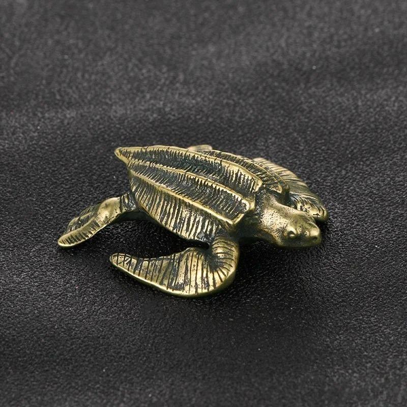 Brass Turtle Small Home Deco Ornaments Pure Solid Copper Antique Animal Miniatures Figurines Crafts Office Desktop Decorations