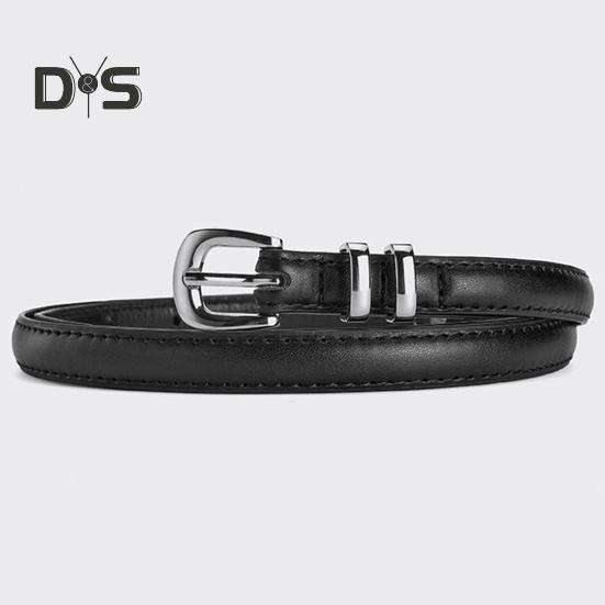 Women Thin Belt Multi Holes Adjustable Length Faux Leather Waistband Solid Color Dresses Shirt Belt Clothing Accessory