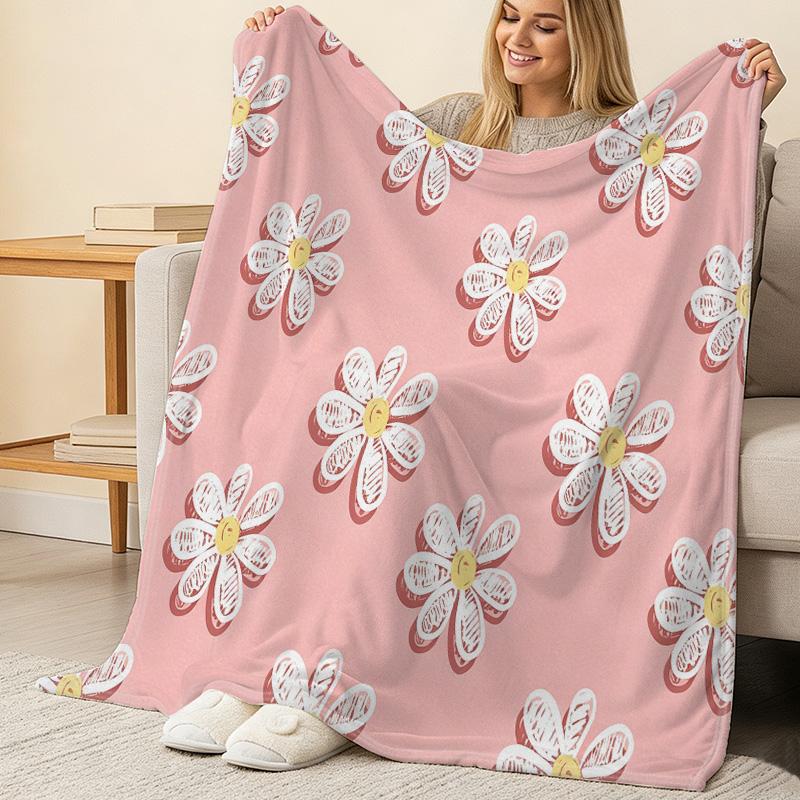Floral Flannel Blanket,No Shedding Soft Cozy Warm Breathable Ideal for Home, Movie Nights, Christmas & Halloween Decor