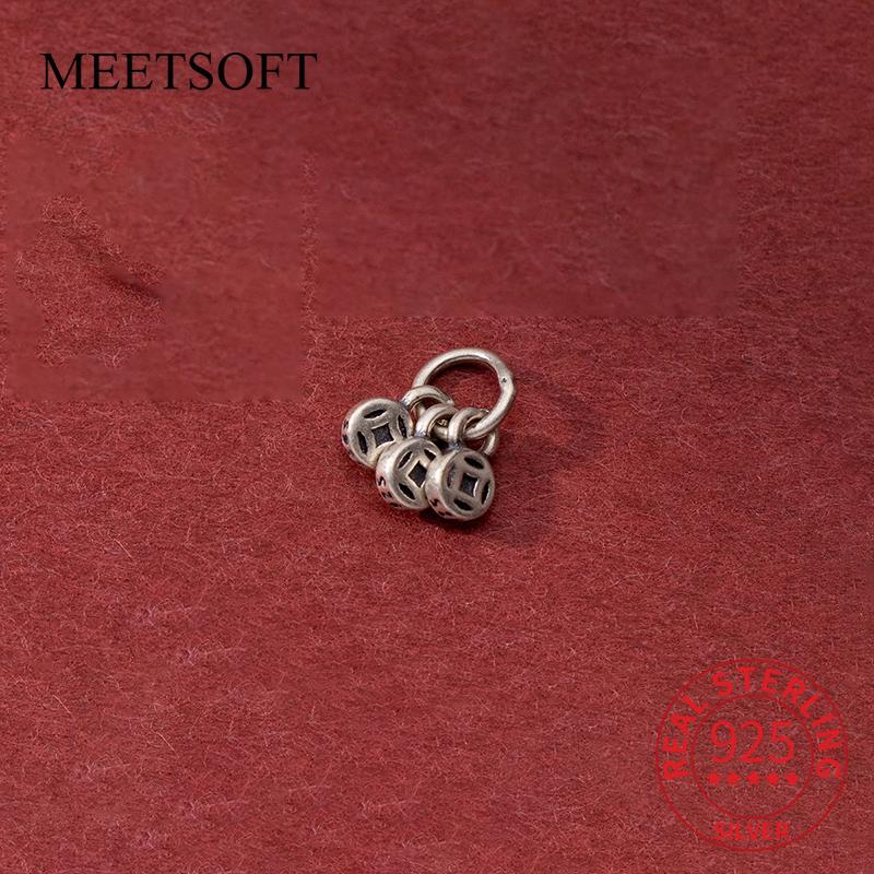 

925 Silver Making Old Hollow Coins Retro Pendant Handmade DIY Handmade Rope Material Accessories