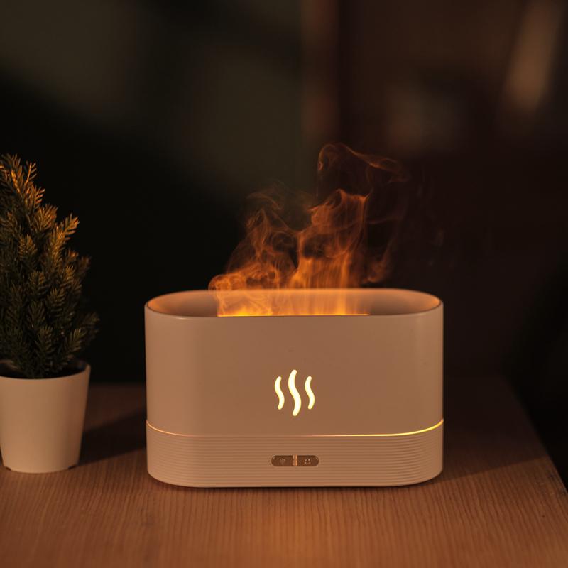 Humidificateur de parfum humidificateur d'air ultrasonique avec Simulation d'éclairage LED lampe à flamme d'huile essentielle de parfum de flamme colorée