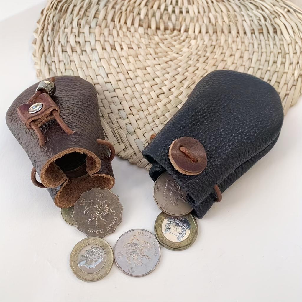 Leather Earphone & Coin Wallet, Minimalist Small Purse, Durable Casual Everyday Carry
