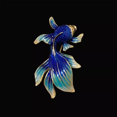 Elegant Enamel Koi Brooch - High-End Goldfish Pin for Women