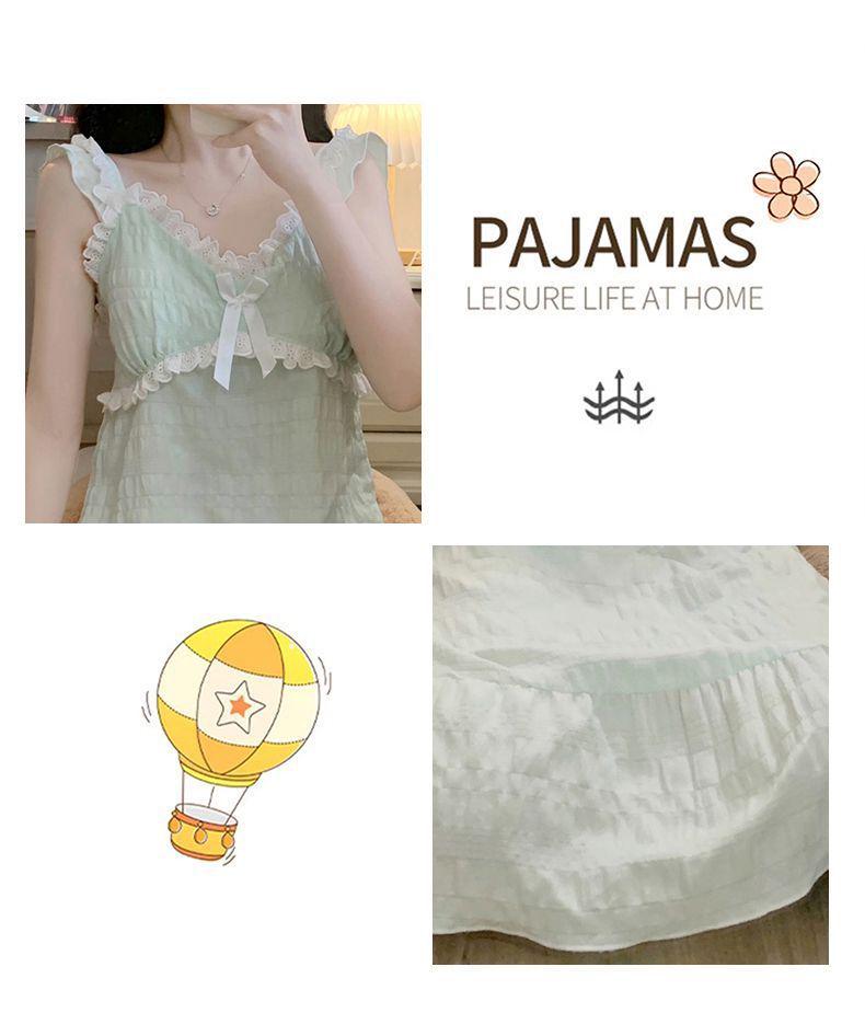 Cămașă de noapte dulce de prințesă, Pijamale de vară din bumbac moale ca un nor pentru femei cu cupe pentru bust