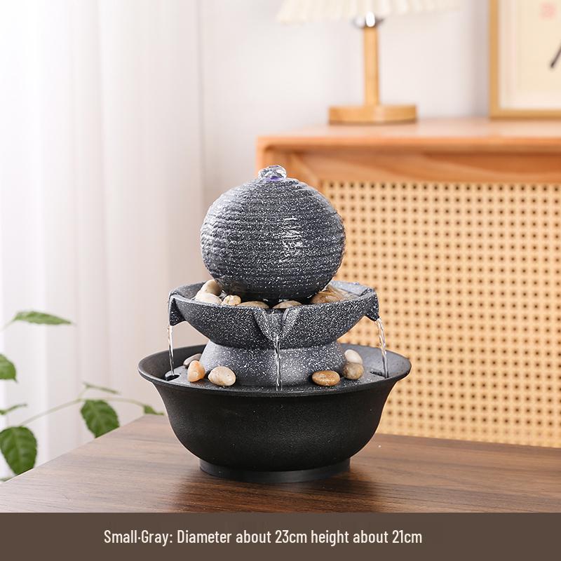 Glücklicher Feng Shui Reichtumsrad-Brunnen – Moderner minimalistischer Tischbrunnen, perfekt für Einweihungs- oder Geburtstagsgeschenke.