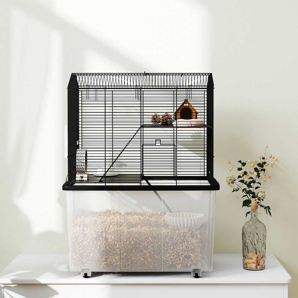 Three Tier Gerbil Cage Hamster Cage For Dwarf Hamster W Wheels Deep Bottom Food Dish Water Bottle