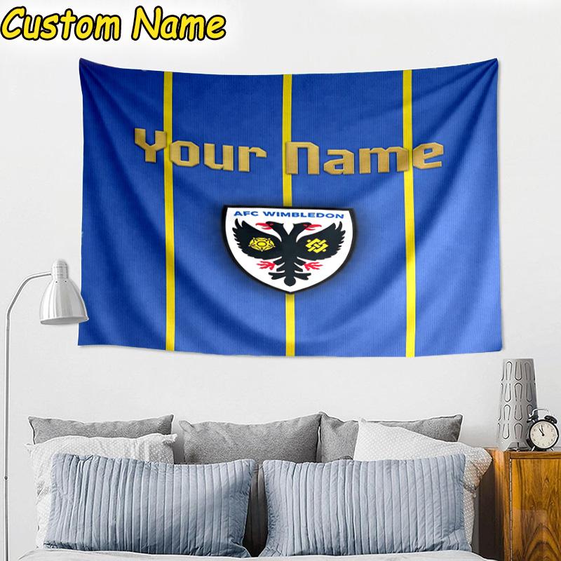 Custom Name Afc Wimbledon Crest Tapestry Room Decoration Wall Hanging for Living Room Bedroom, dormitory, Birthday and Christmas gifts